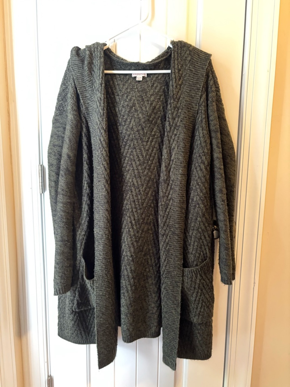 Merona Olive Green Hooded Open-Front Cardigan